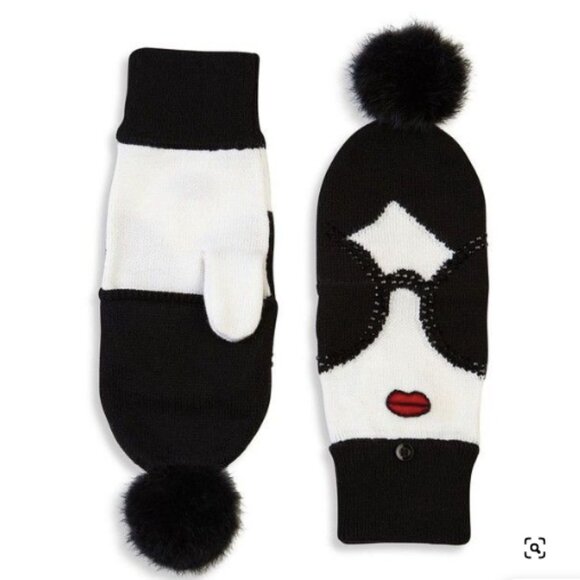 Alice + Olivia | Stace Face Fur Pom-Pom Convertible Mittens - Picture 1 of 5